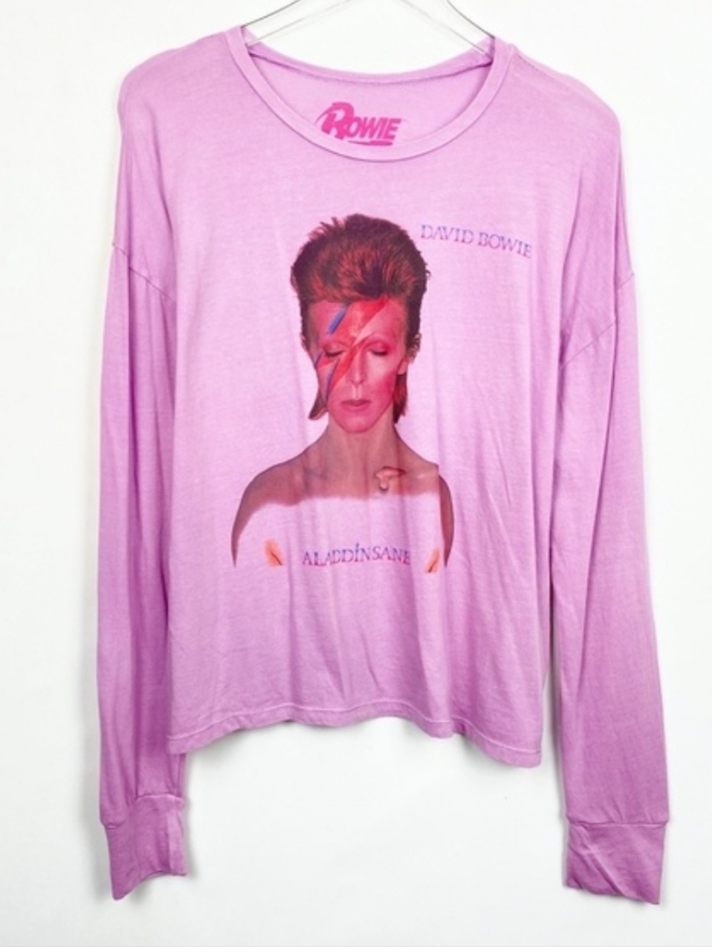 David Bowie Aladdin Sane Pink Graphic Long Sleeve Tee